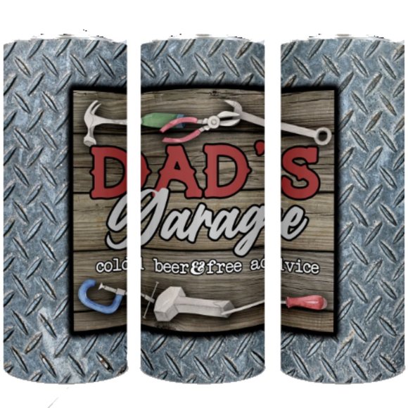 DADS GARAGE skinny tumbler cup,  NWT, Stainless 20 oz w - Lid - Picture 1 of 2